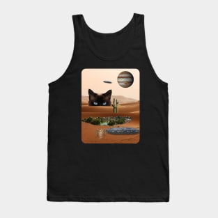 Cat on the Attack of Aliens Stopping at Waterhole Tank Top